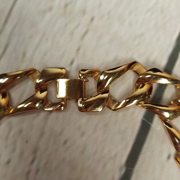 Geometric Statement Necklace Gold Tone with Colored Enamel - Picture 6 of 7